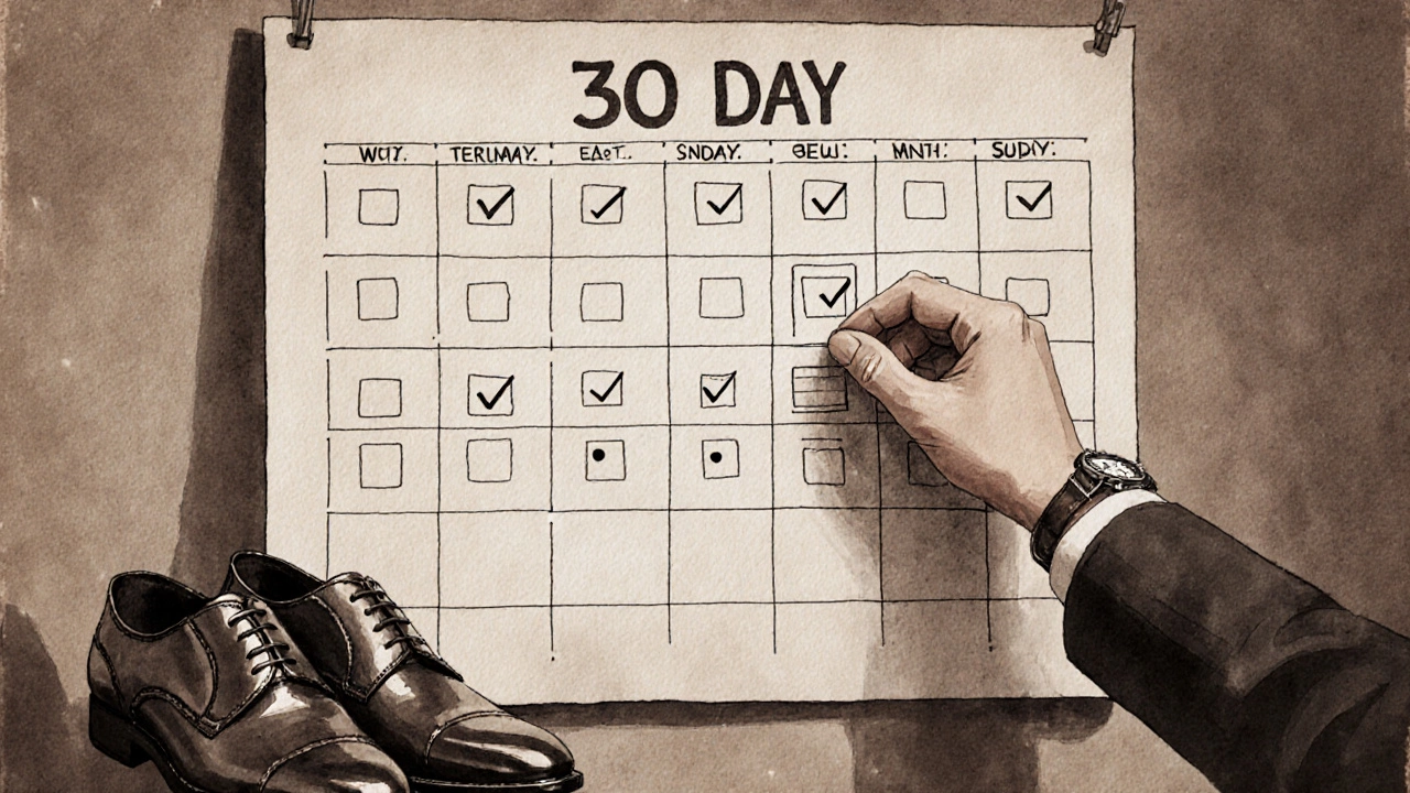 Hand marking a check‑box on a wall calendar in a vintage style.