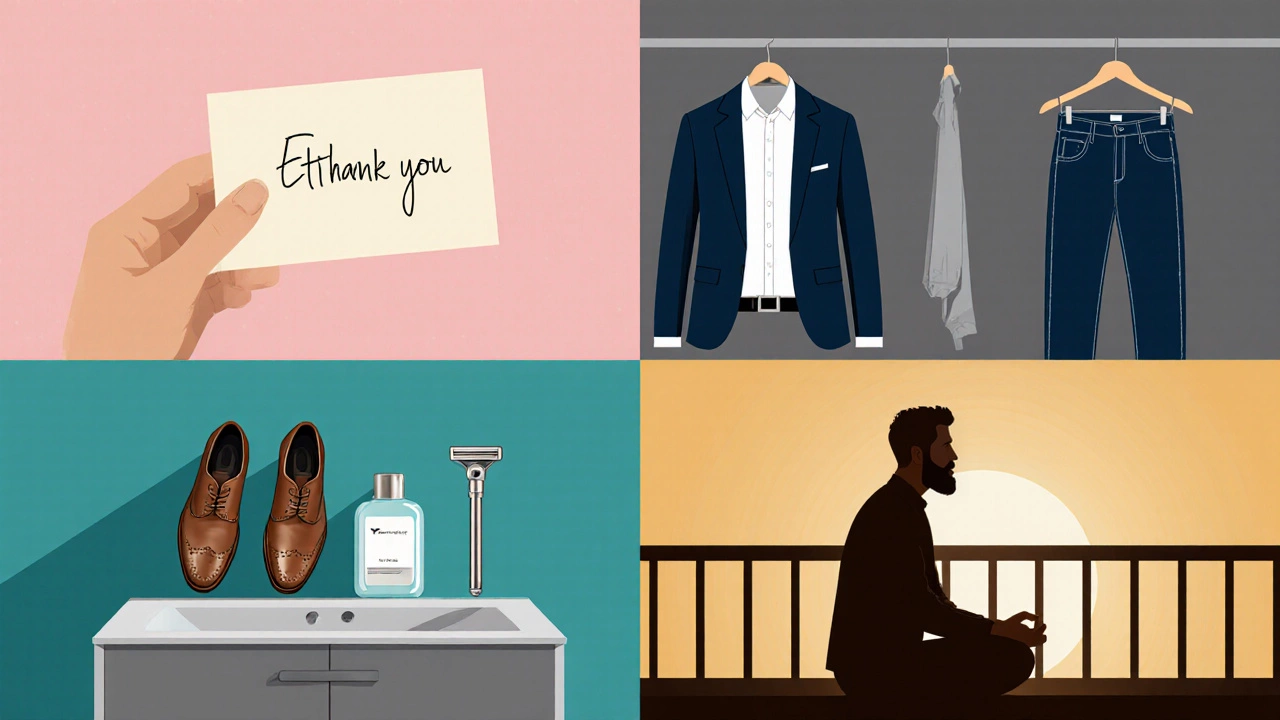 Illustration showing etiquette, style, grooming, and resilience in four panels.