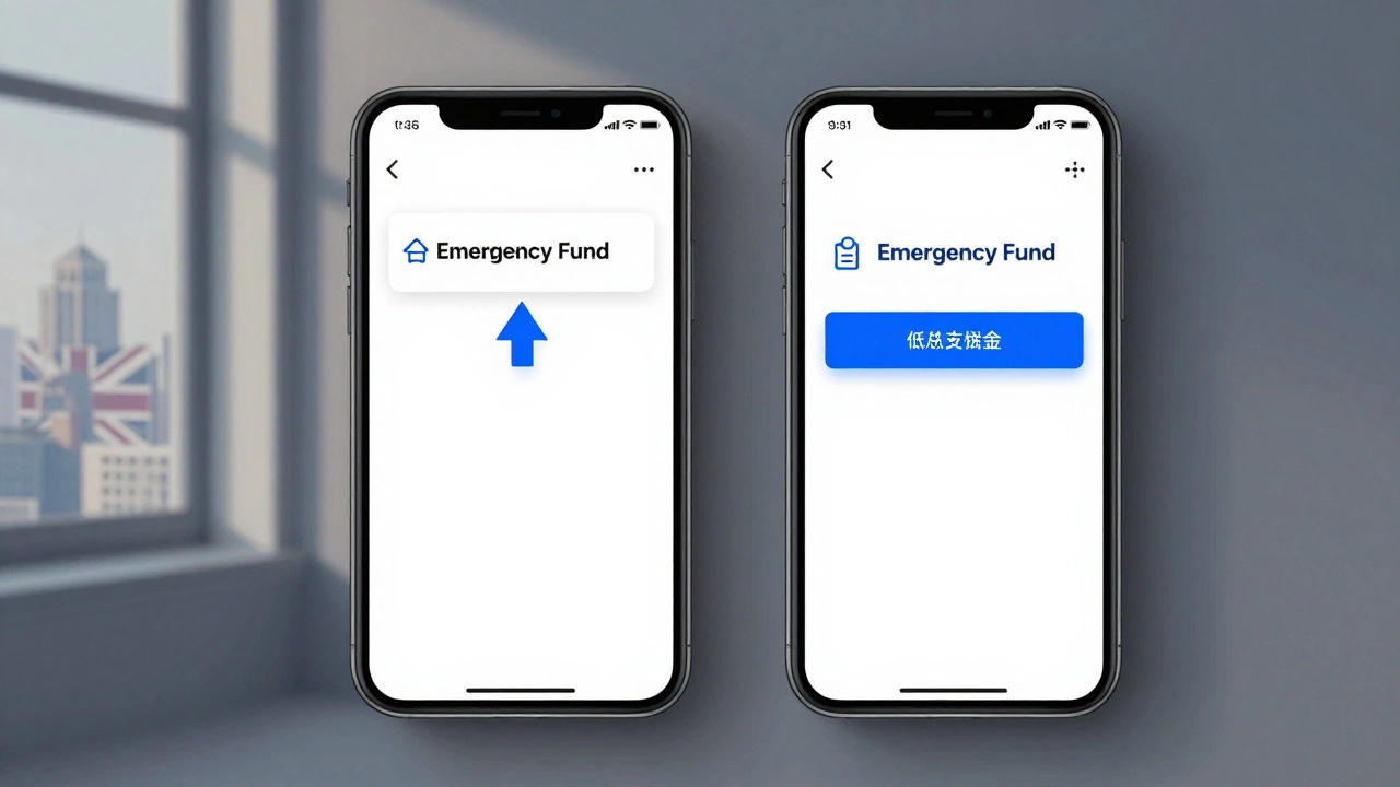 Two automated bank transfers on a phone screen pointing to savings and investment accounts.