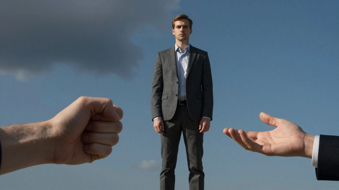 Conceptual art depicting the balance of strength and restraint in a man.