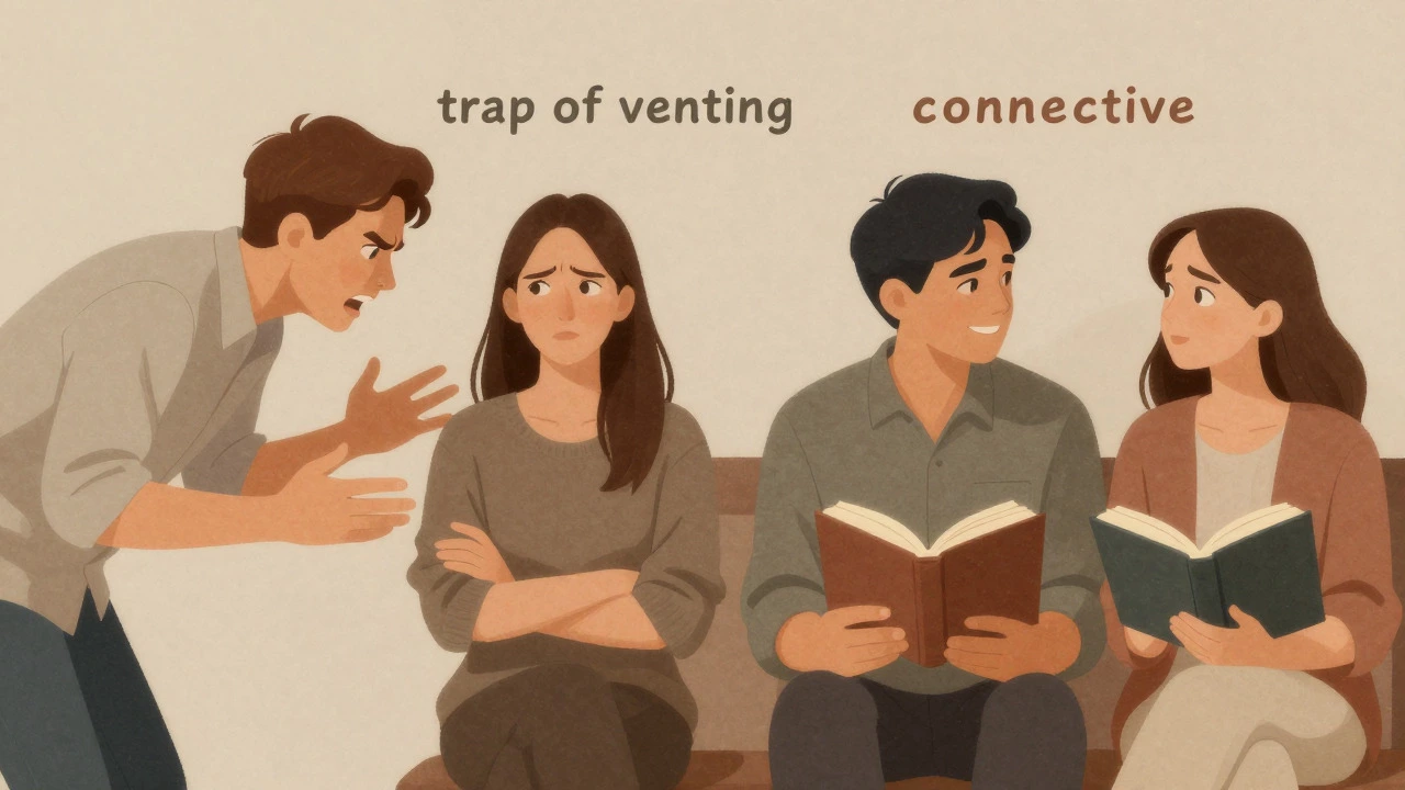 Contrast between stressful venting and peaceful companionship