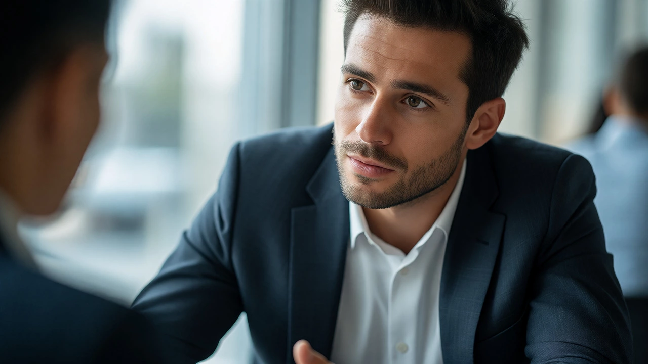 Professional man listening with empathy in a meeting
